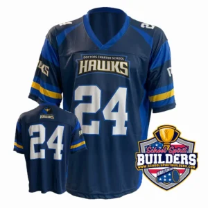 Custom football spirit jerseys from certified school vendor School Spirit Builders serving nationwide educational institutions